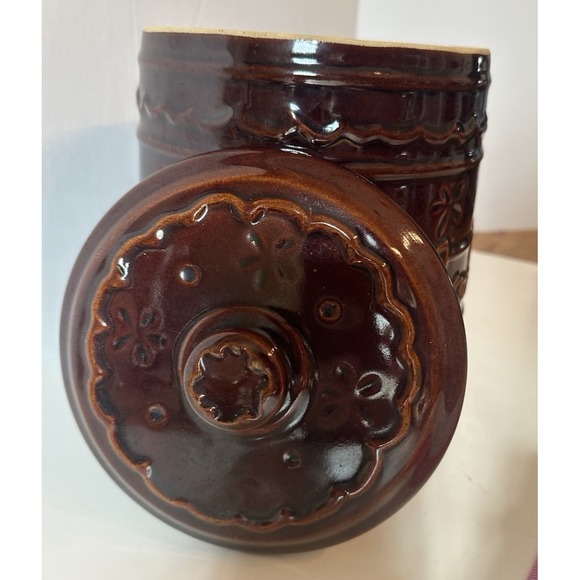 Marcrest Stoneware 1950's Brown Cookie Jar Daisy and Dot MCM Boho Cottage Core - Picture 3 of 10